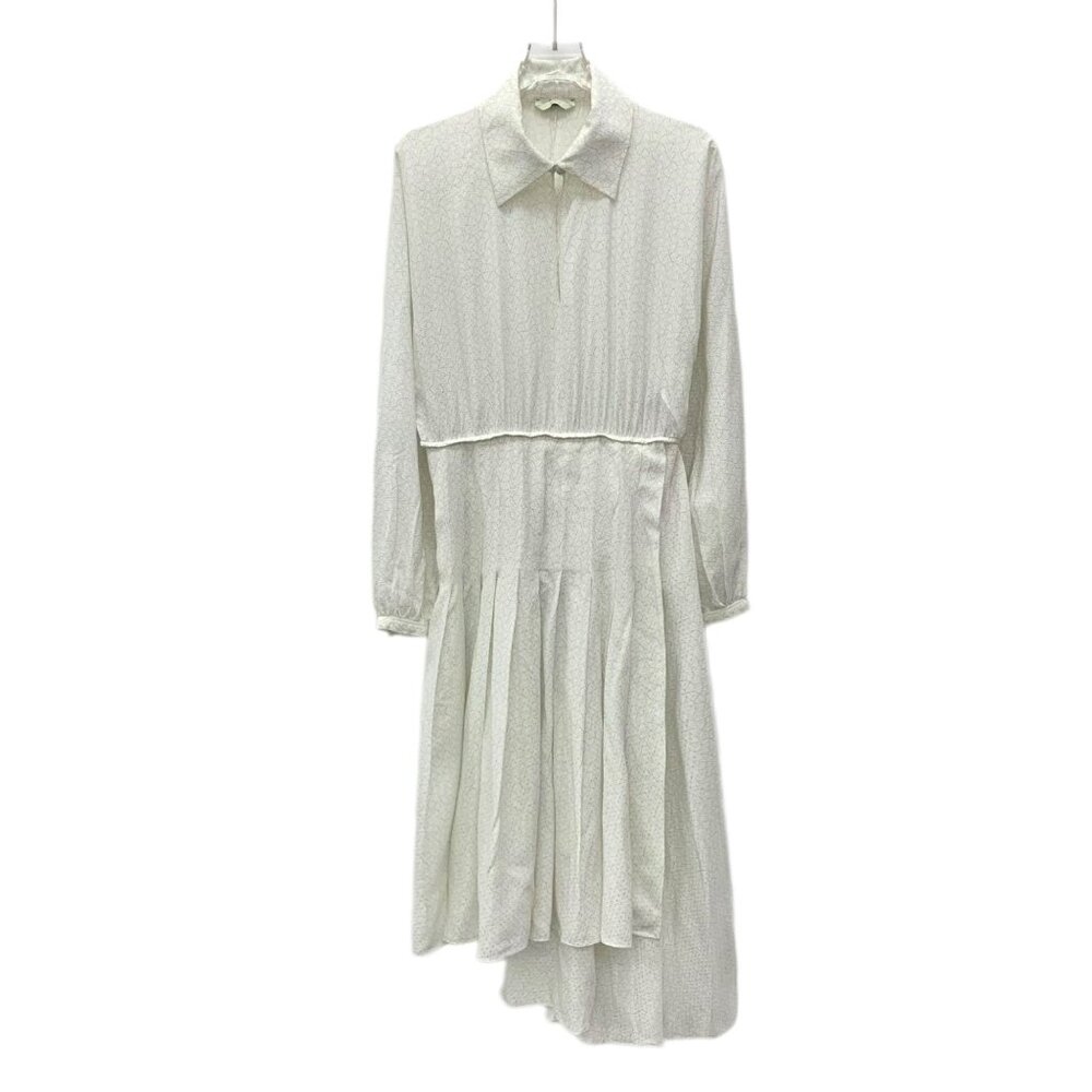 Fendi Off-White Patterned Silk Collared Long Slee… - image 1